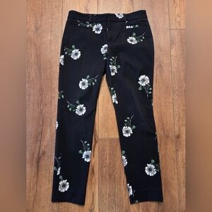 Banana Republic Sloan Floral Black Ankle Pants